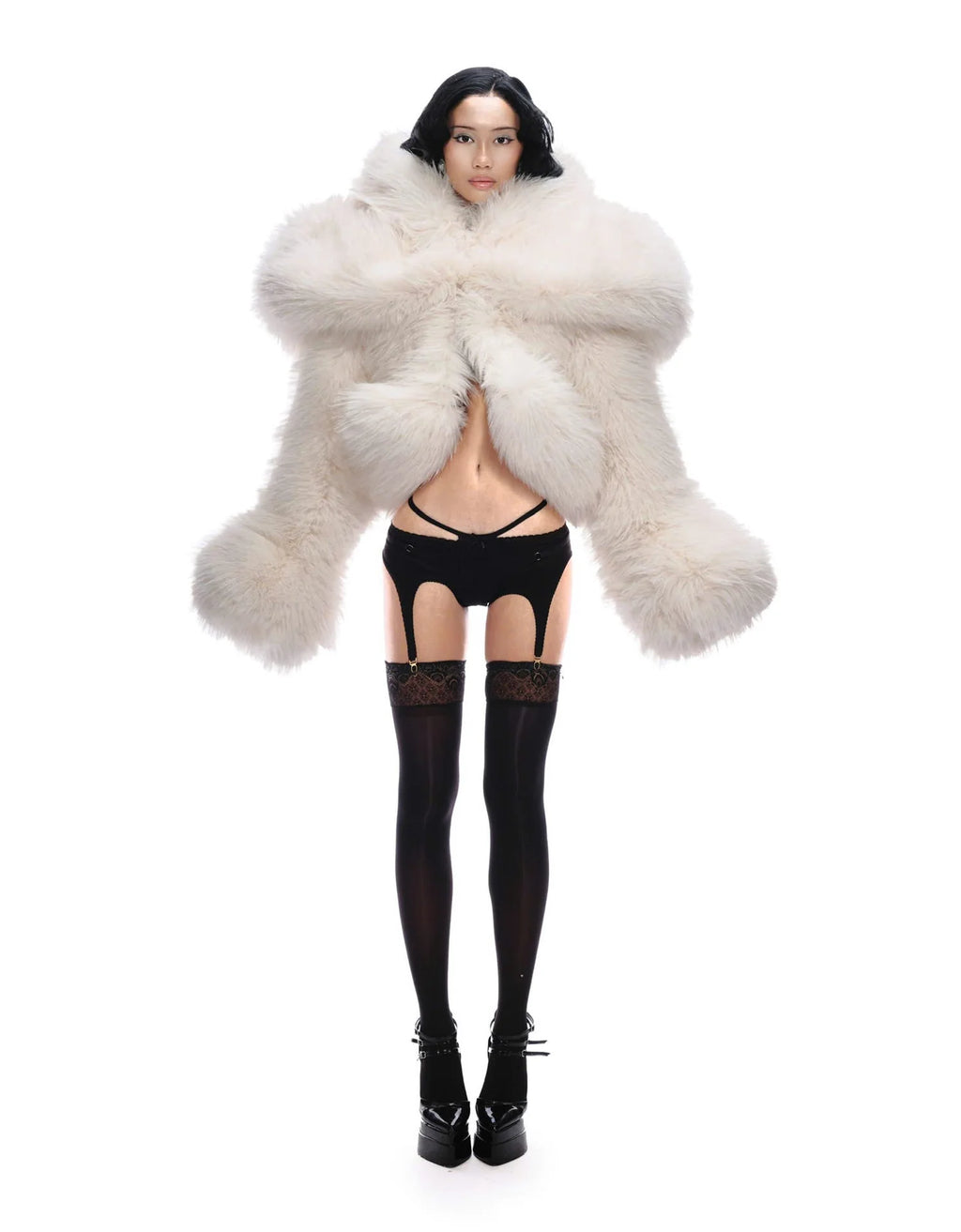 SNOW CROPPED FAUX FUR JACKET